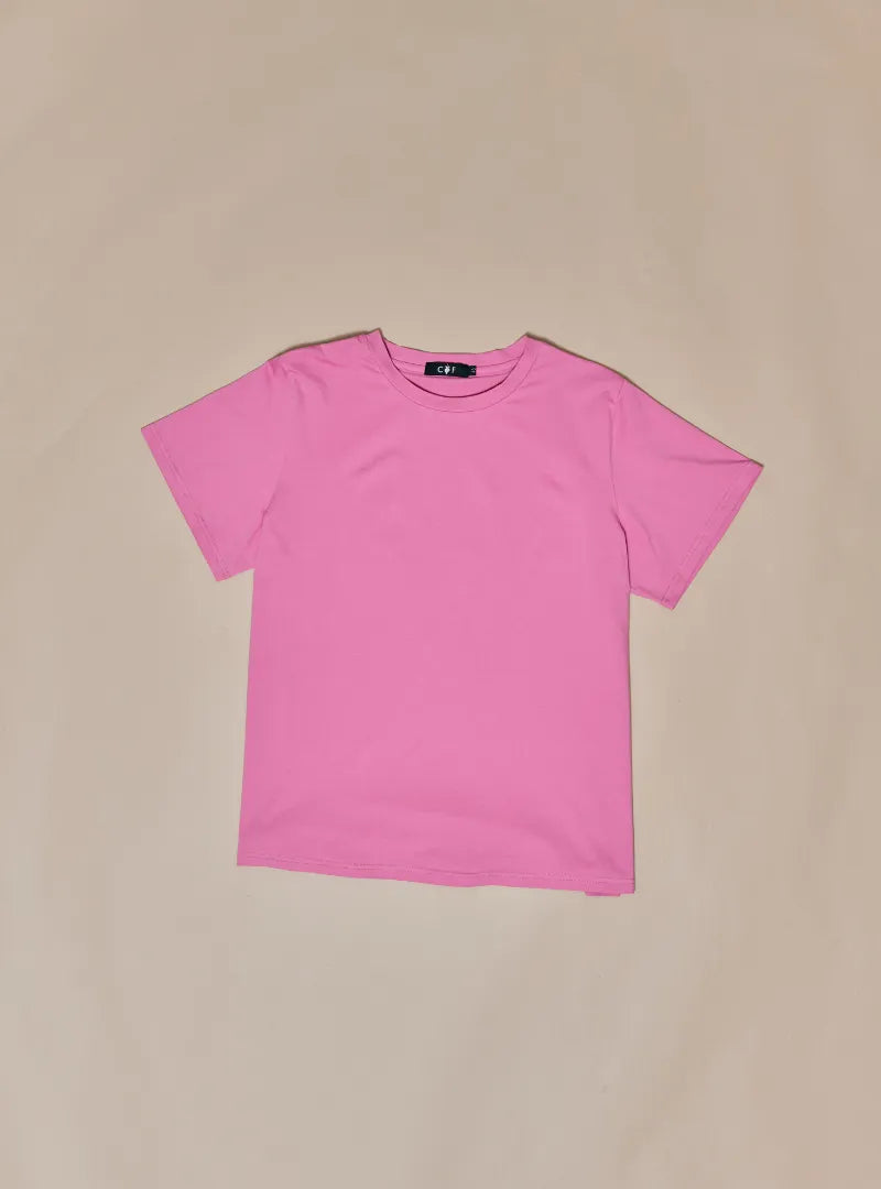 A Candy Pink Basic Cotton Tee
