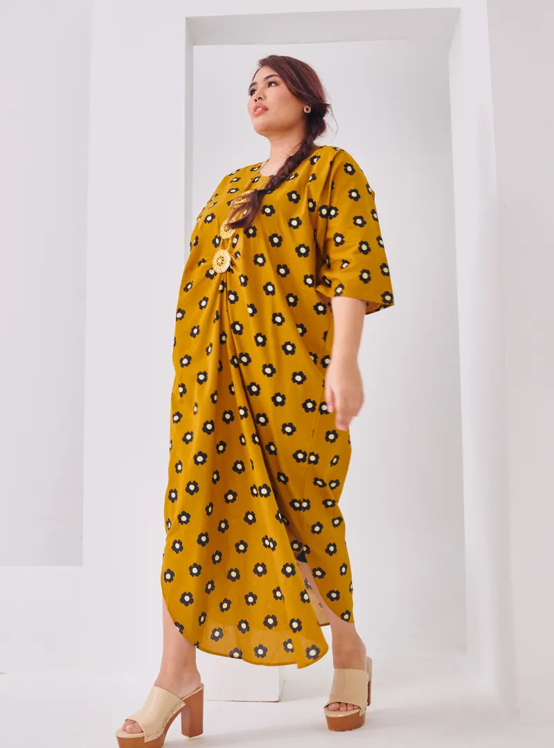 Essential Front Knot Printed Light Cotton Dress – CURVA FABULOUS