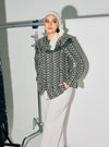 A woman dressed in Army Maisara Eyelet Ruffles Top