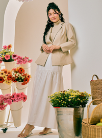 Basic A-Line Tiered Skirt - White
