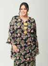 A woman dressed in Black Tun Salma 3D Chiffon Fleur Wrap