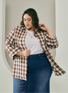 A woman dressed in Brown Jennie Oversized Checked Cotton Shirts