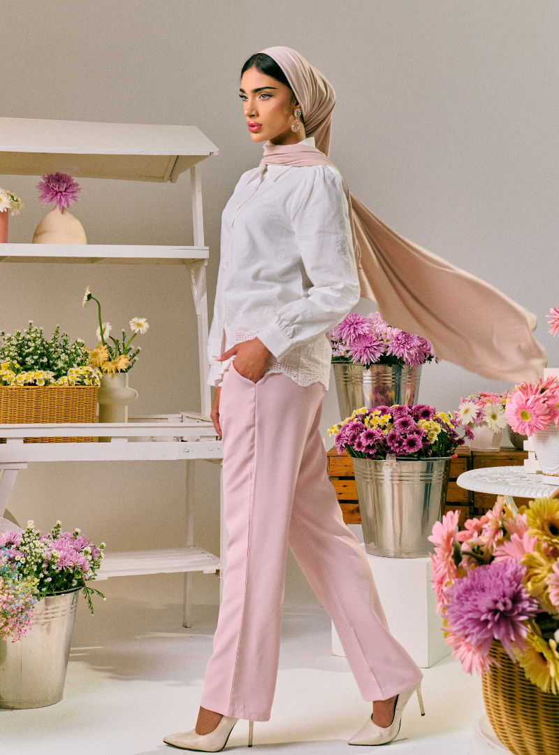 Renee Straight Cut Slacks - Baby Pink