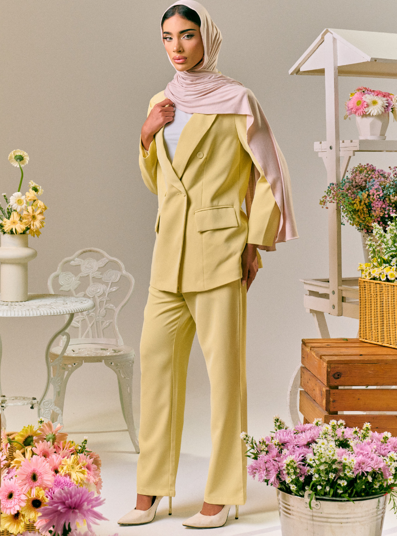 Renee Straight Cut Slacks - Butter Yellow