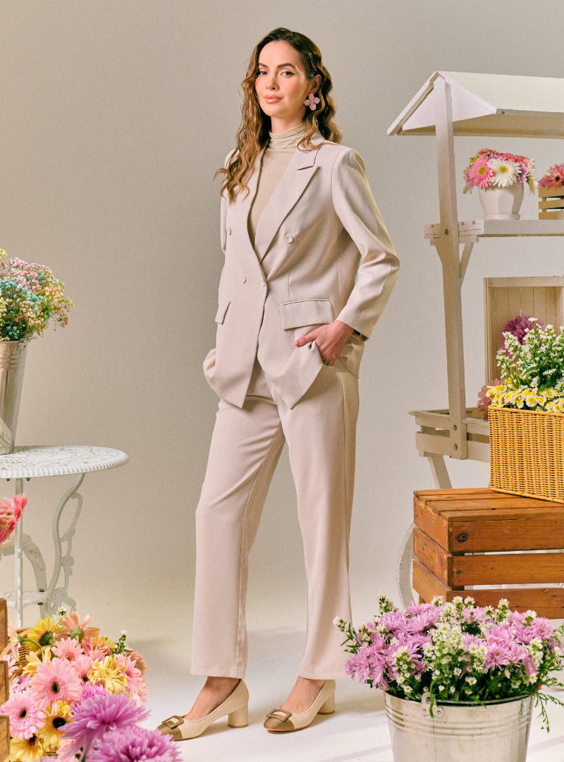 Renee Straight Cut Slacks - Sand