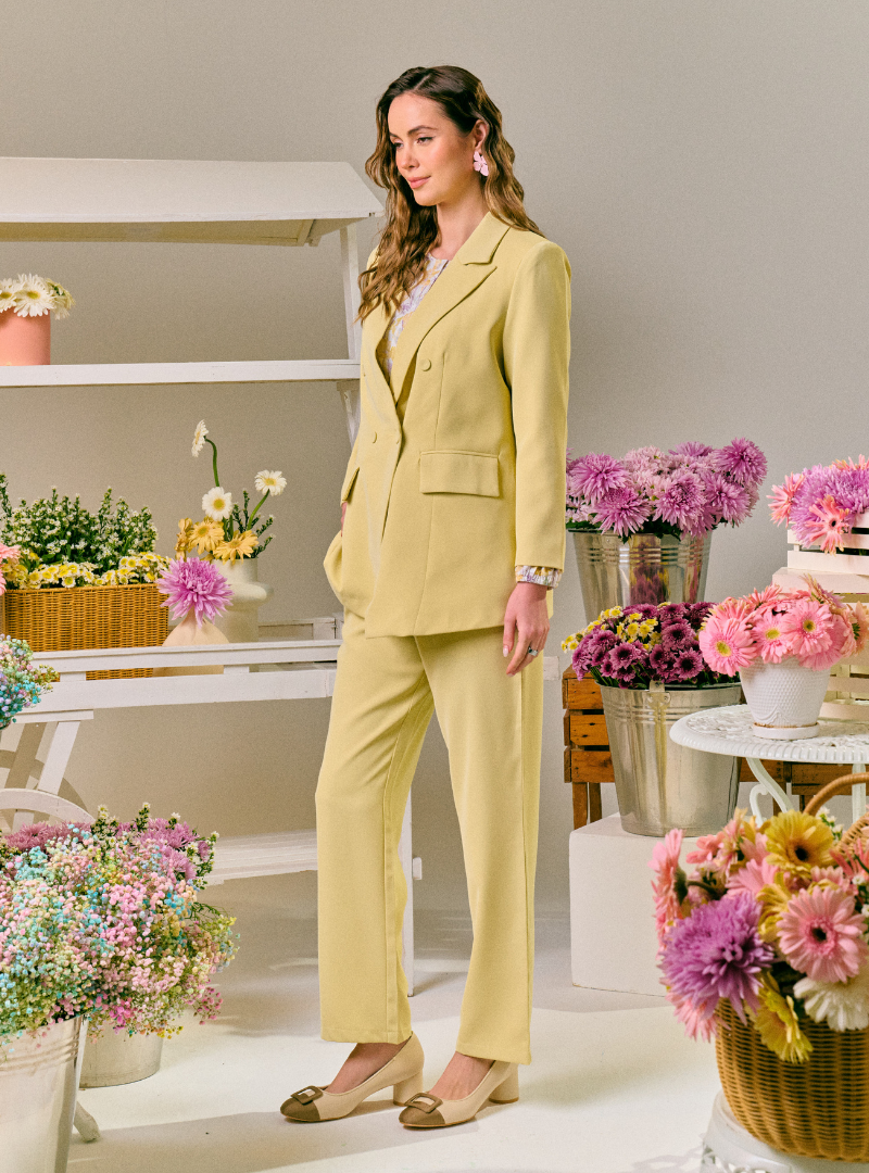 Rosie Dual Button Relaxed Blazer - Butter Yellow