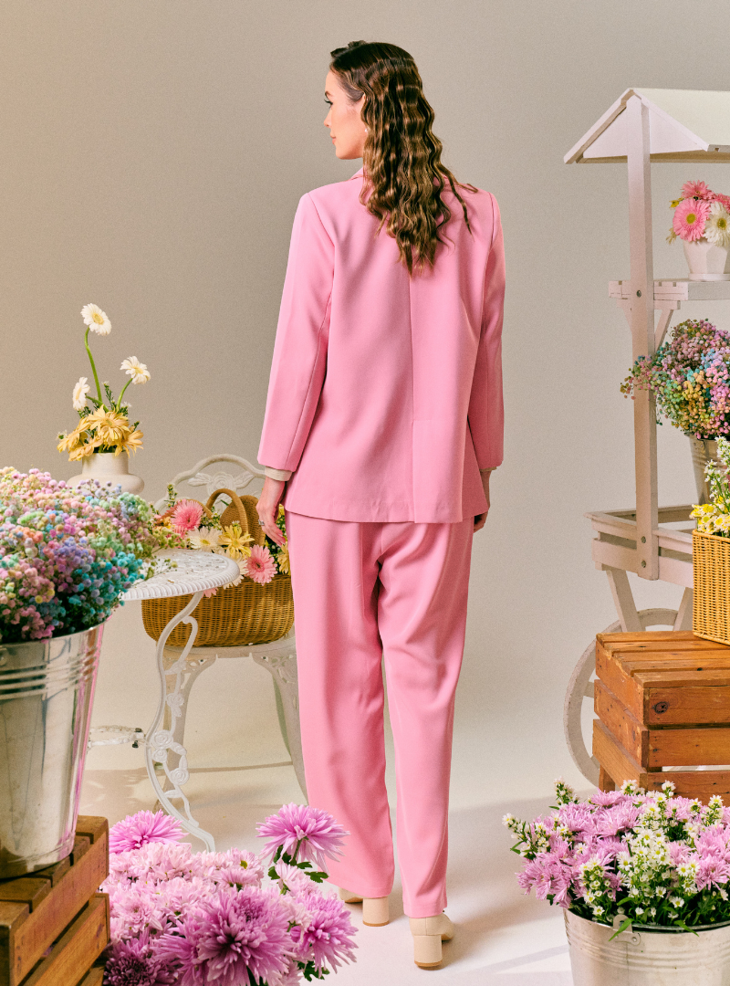 Rosie Dual Button Relaxed Blazer - Pink Doll