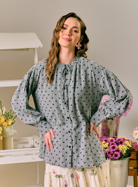 Tun Zamira Love Shaped Polka Dotted Top  - Black