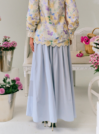 Harper Poplin Skirt - Stone Blue