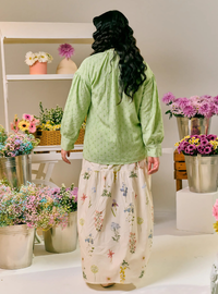 Tun Zamira Love Shaped Polka Dotted Top - Sage Green
