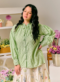 Tun Zamira Love Shaped Polka Dotted Top - Sage Green