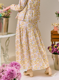 Belle Floral Print A-Line Tiered Skirt