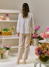 Gabrielle Peplum Button Front Shirt - White