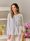 Gabrielle Peplum Button Front Shirt - White