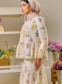 Piper Peplum Button Front Shirt - Sand