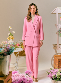 Rosie Dual Button Relaxed Blazer - Pink Doll