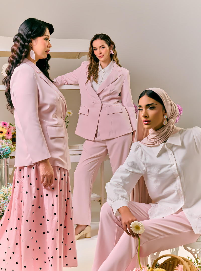 Rosie Dual Button Relaxed Blazer - Baby Pink