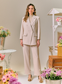 Rosie Dual Button Relaxed Blazer - Sand