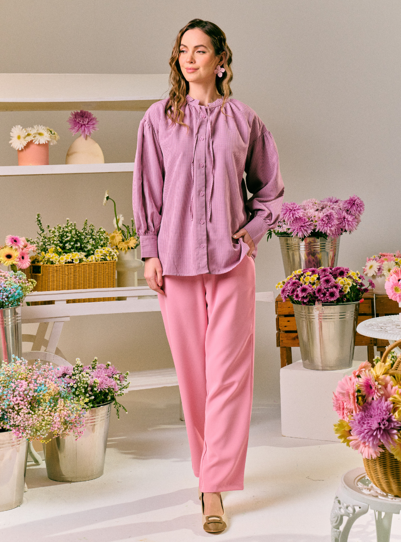 Zahara Gingham Doll Top Only - Plum Beauty