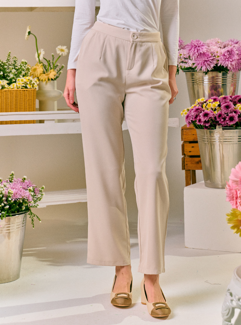 Renee Straight Cut Slacks - Sand