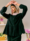 Gabrielle Peplum Button Front Shirt - Black