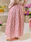 Lucy Poplin Skirt - Pink Dotted