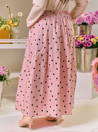 Lucy Poplin Skirt - Pink Dotted