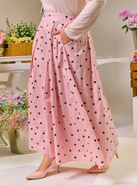 Lucy Poplin Skirt - Pink Dotted