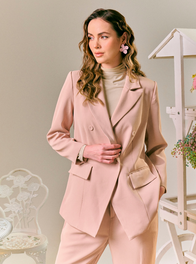 Rosie Dual Button Relaxed Blazer - Skin