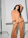 A woman dressed in Cinnamon Oversized Cotton Set