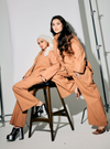 A woman dressed in Cinnamon Oversized Cotton Set