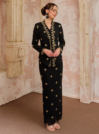 Seri Fatimah Embroidered Kebaya Kurung - Black