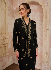 Seri Fatimah Embroidered Kebaya Kurung - Black