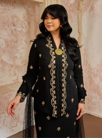 Seri Fatimah Embroidered Kebaya Kurung - Black