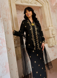 Seri Fatimah Embroidered Kebaya Kurung - Black