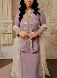 Seri Fatimah Embroidered Kebaya Kurung - Dusty Lilac
