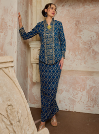 Seri Cempaka Embroidered Kebaya Kurung - Teal