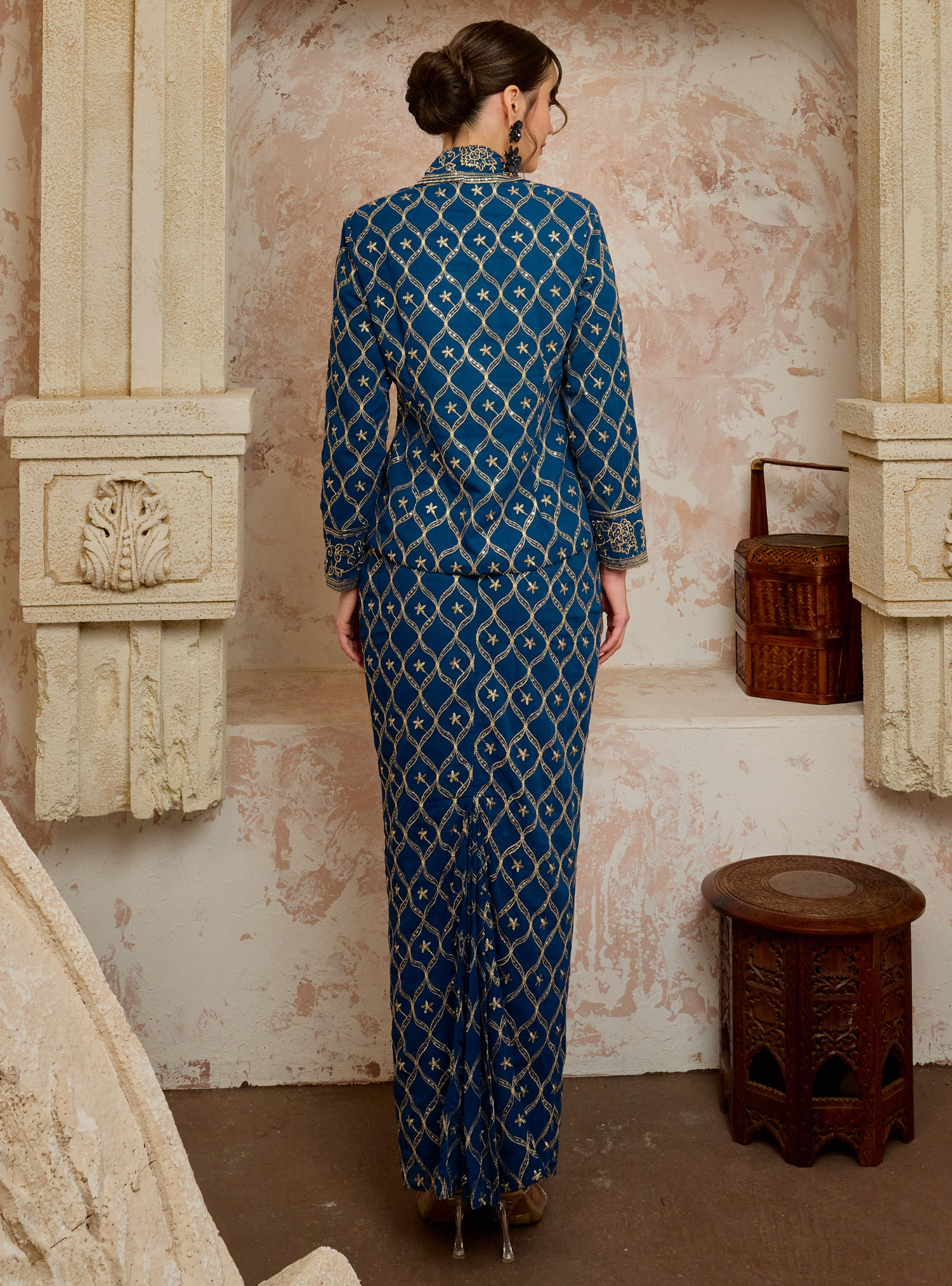 Seri Cempaka Embroidered Kebaya Kurung - Teal