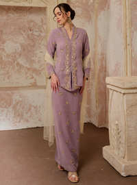 Seri Fatimah Embroidered Kebaya Kurung - Dusty Lilac