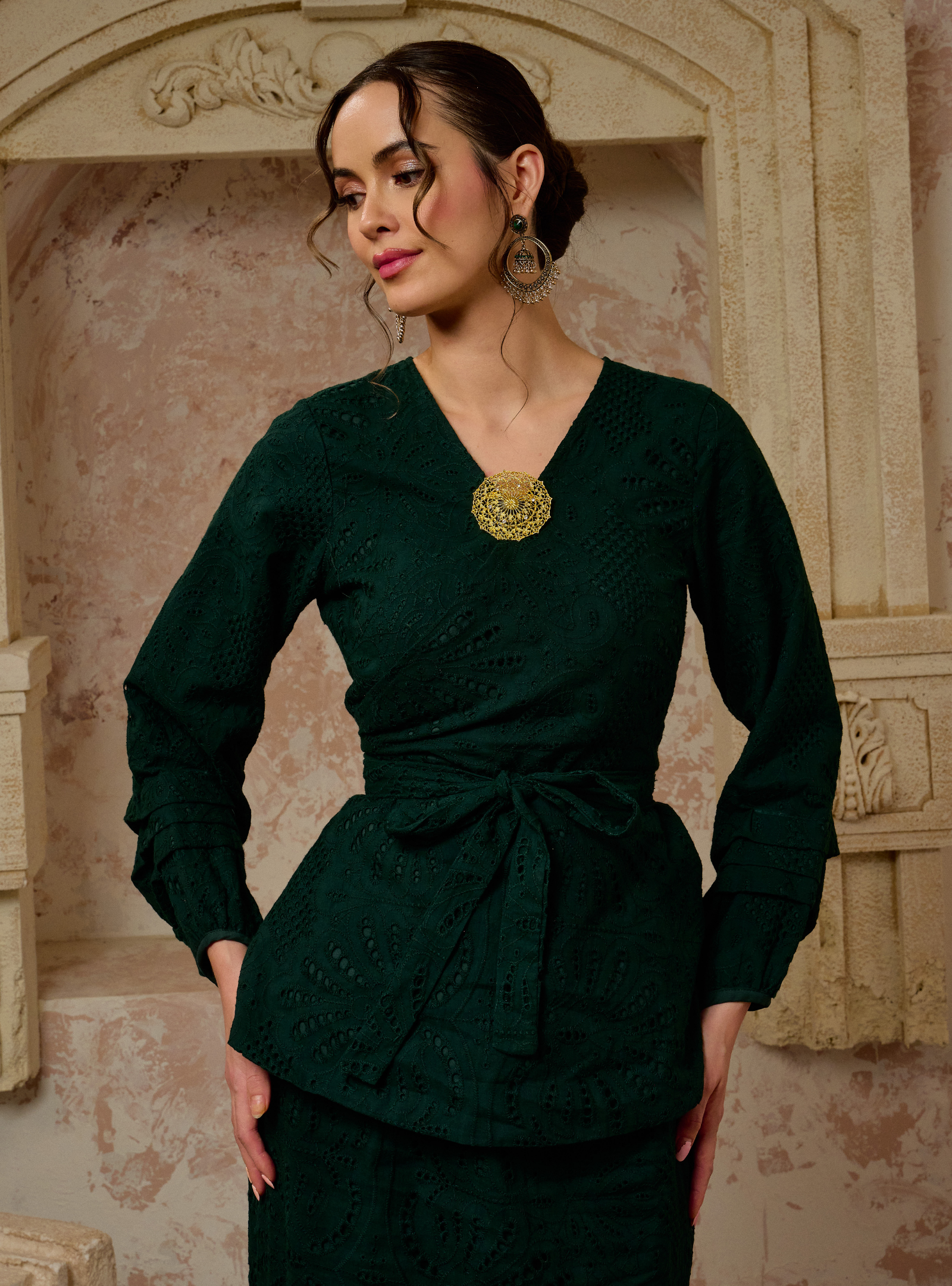 Seri Aishah Peplum Wrap Kurung - Emerald