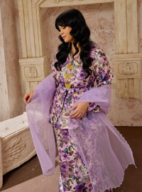 Seri Bunga Peplum Wrap Kurung - Lilac
