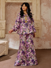 Seri Bunga Peplum Wrap Kurung - Lilac
