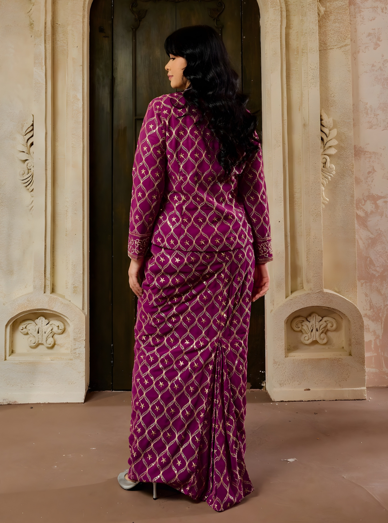Seri Cempaka Embroidered Kebaya Kurung - Magenta