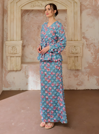 Seri Manis Peplum Wrap Kurung - Baby Teal