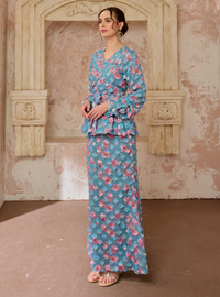 Seri Manis Peplum Wrap Kurung - Baby Teal