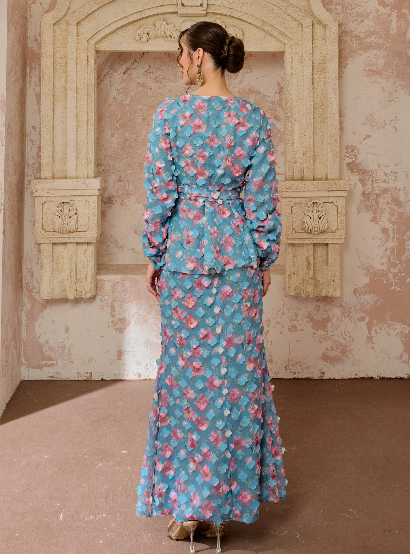 Seri Manis Peplum Wrap Kurung - Baby Teal