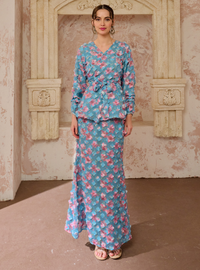 Seri Manis Peplum Wrap Kurung - Baby Teal