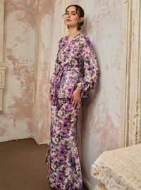 Seri Bunga Peplum Wrap Kurung - Lilac