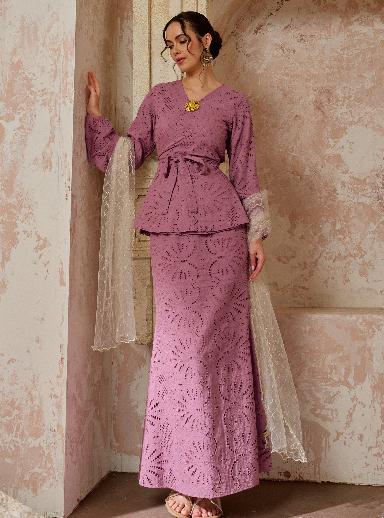 Seri Aishah Peplum Wrap Kurung - Lilac