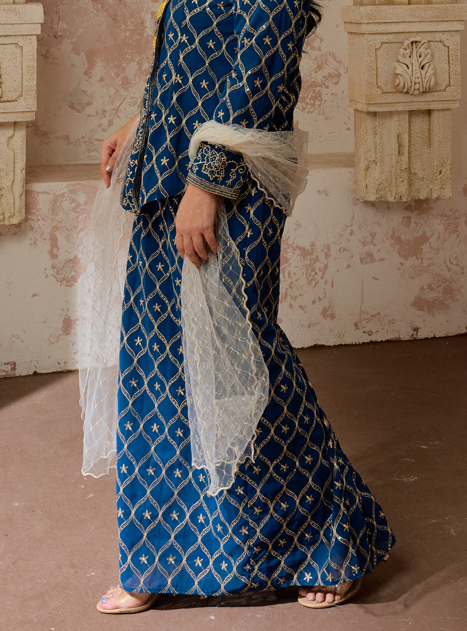 Uzma Checked Lace Selendang